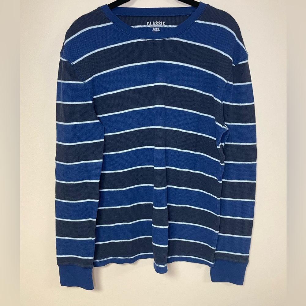 Mens Old Navy Striped Classic Waffle Shirt